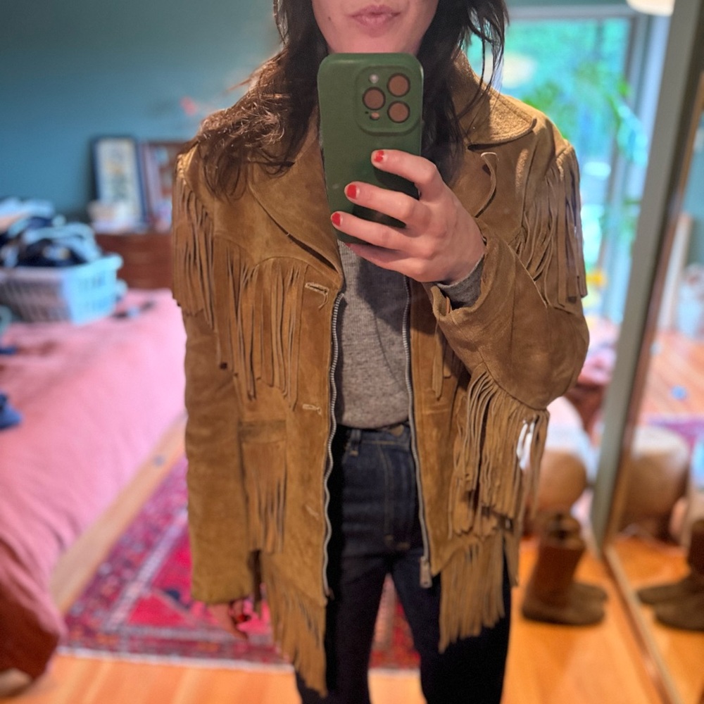 Vintage suede fringe coat